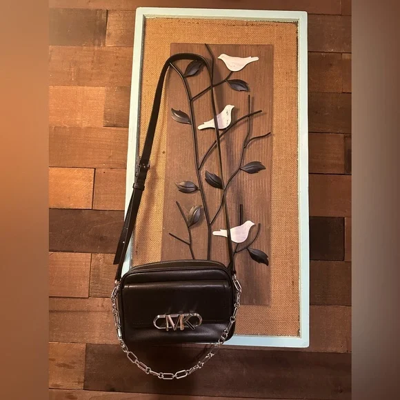 Michael Kors Parker Black Crossbody Bag with Silver Chain - Picture 3 of 4